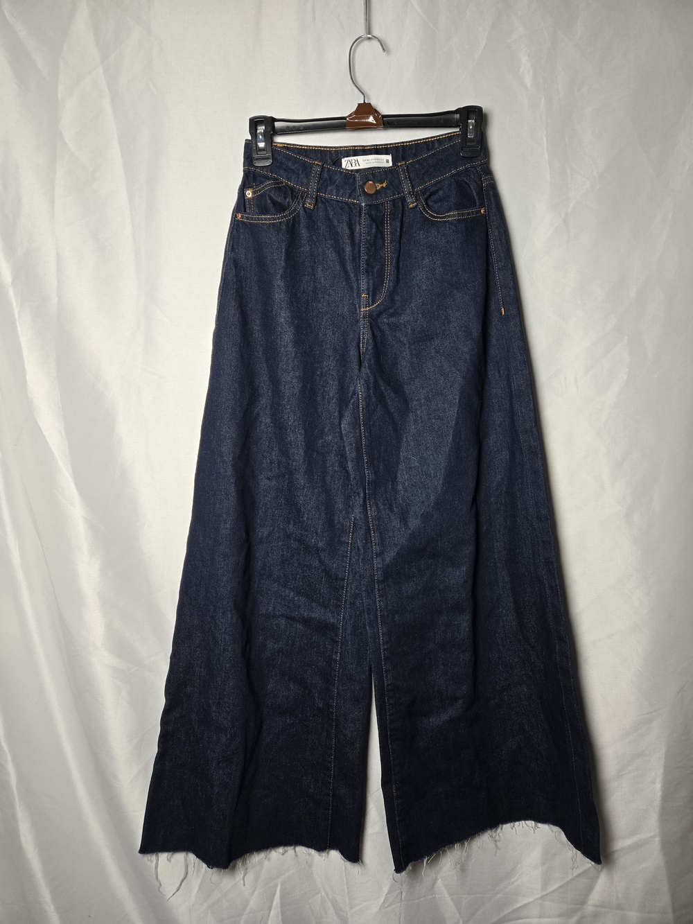 Zara Dark Indigo Wide Leg Flare Jeans